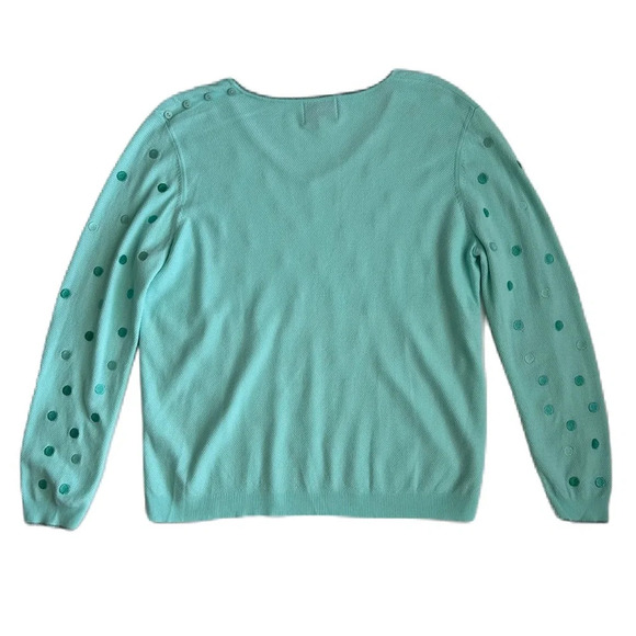 Leo & Ugo Paris Women's Green Polka Dot V-Neck Pullover Sweater Size 3 - Picture 2 of 12